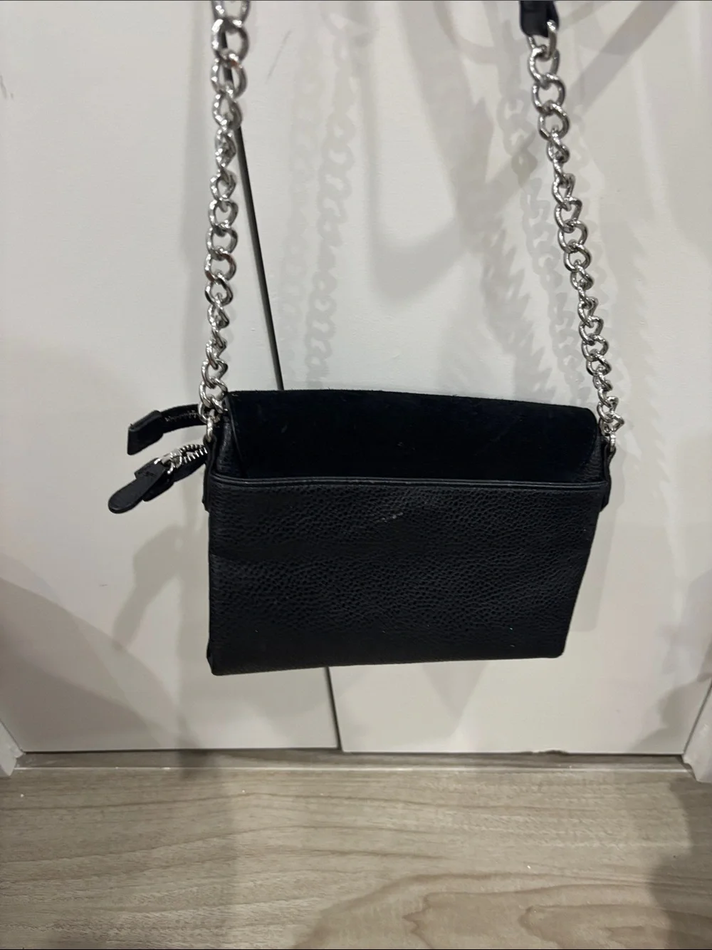 White House Black Market Black Velvet Floral Embroidered Crossbody